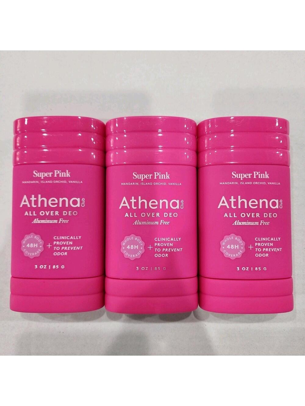 3 PK  - Athena All Over Deodorant Super Pink Mandarin Vanilla No Aluminum 3 oz